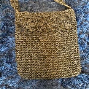 Black woven shoulder bag